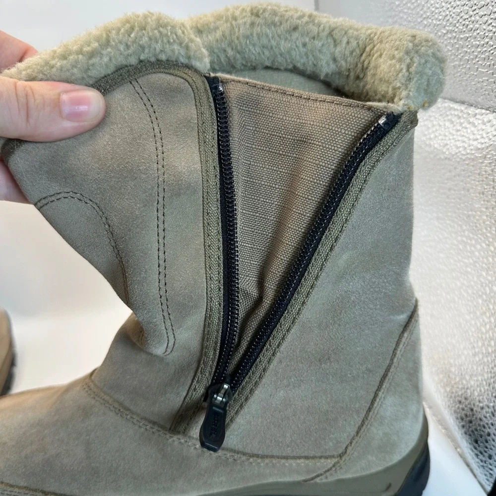 Sorel Waterproof Winter Boots Women 9 Tan Suede Faux Fur Gorpcore Outdoor 8174